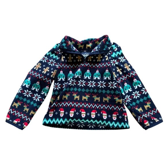 Oshkosh Bgosh Kids Size 24M Sweater Toddler Fleece Pullover Holiday Polyester - Picture 1 of 11